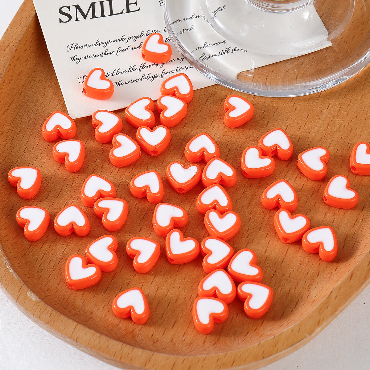 Heart-shaped Acrylic Oil Drop Beads