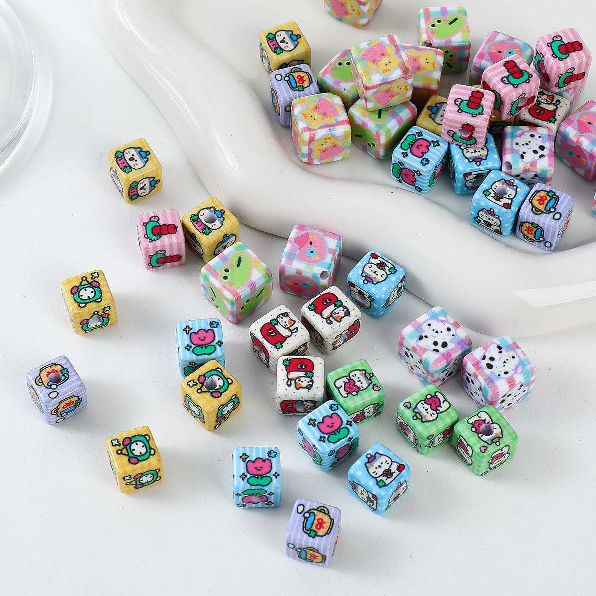12mm Painted Color Acrylic beads Hamburger Bread Ice Cream Bear Squares