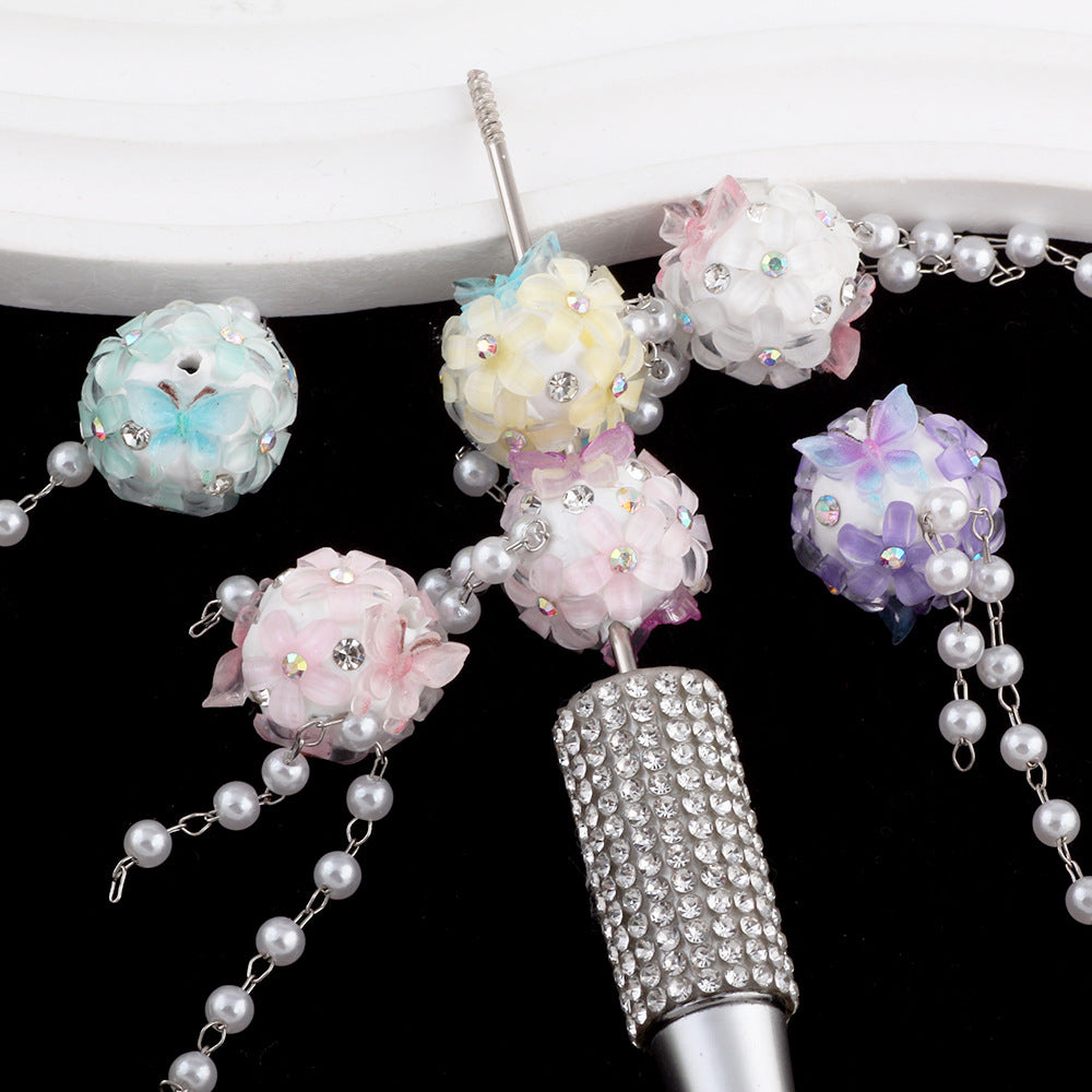 Flower Beads Tassel Flower Cluster Ball Drill Ball Pen-Through Straight Hole Beads