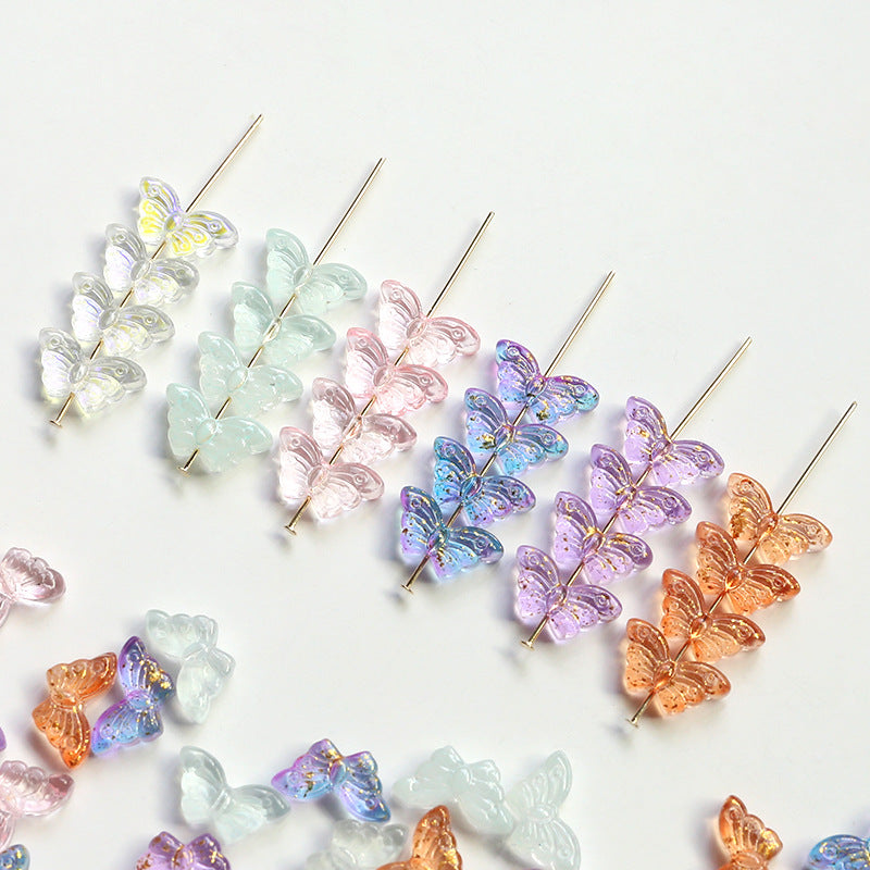 10 pcs Retro Butterfly Iridescent Glass Beads