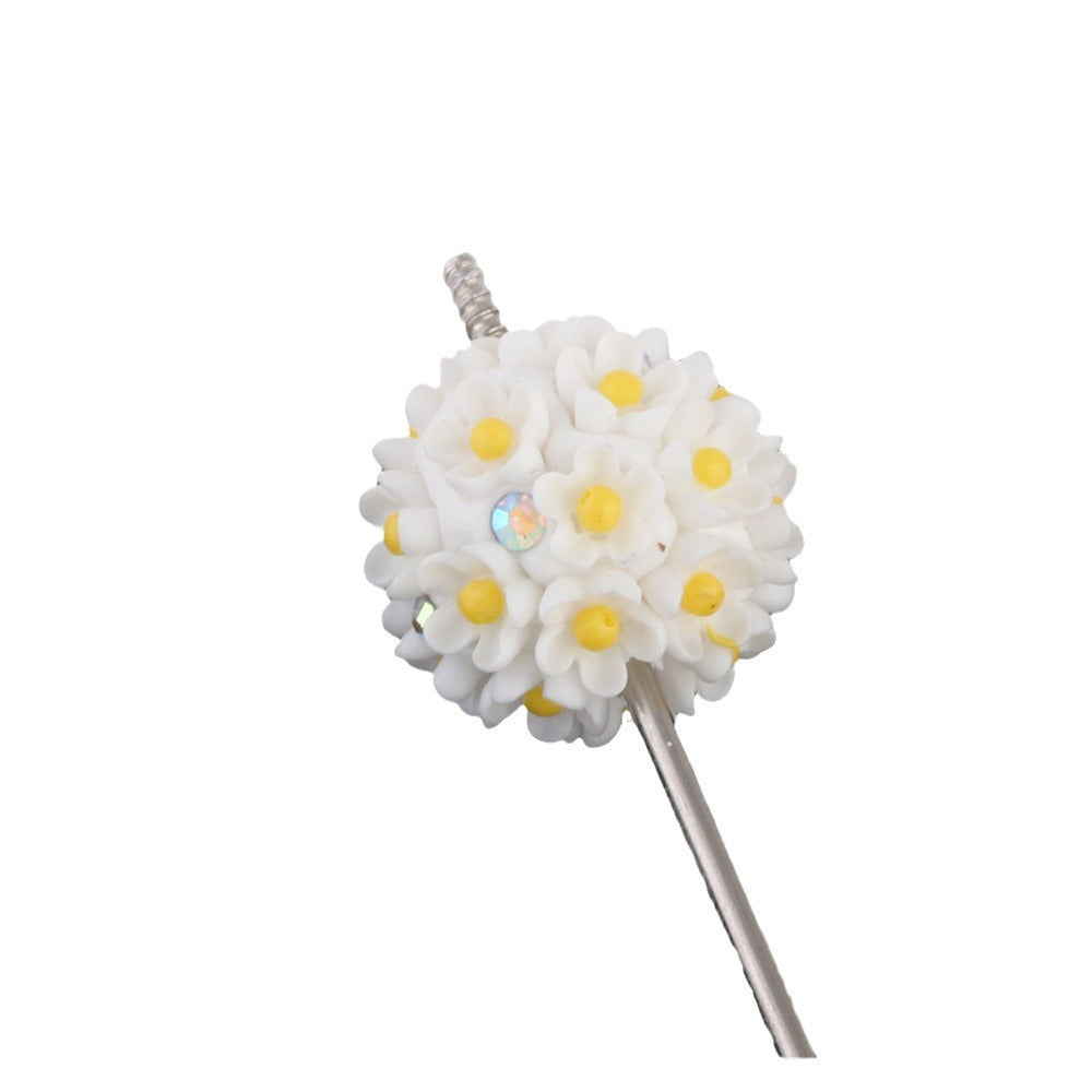 Five-Petal Flower Irregular Flower Bud with Rhinestones and Rhinestone Ball