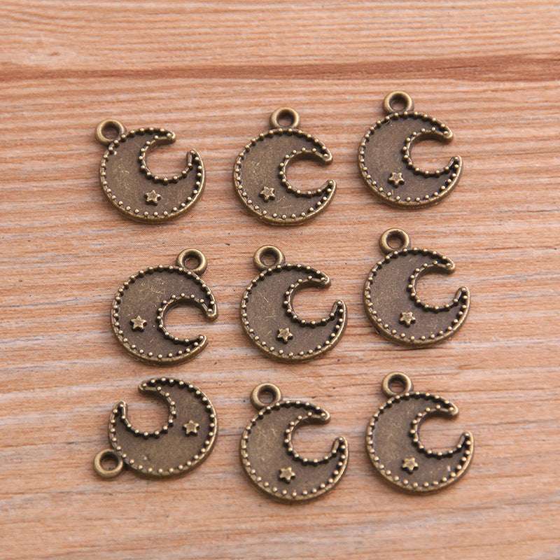 13*17mm 2 Colors DIY Zinc Alloy Jewelry Accessories Natural Charm Moon Star Pendant