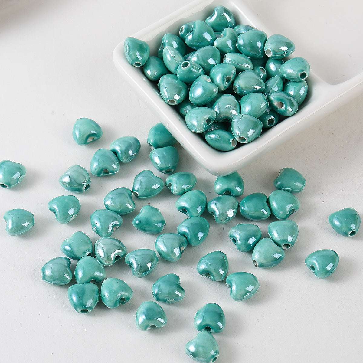 Ceramic Color-Plated 10mm Heart-Shaped Ceramic beads