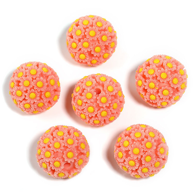 Colorful Resin Flower Ball Through Hole Beads