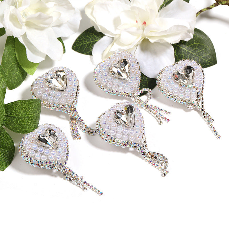 Heart-shaped Drill Ball Pearl Rhinestone Through-hole Beads