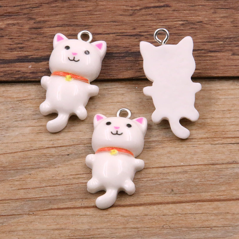 8 Colors 15*29mm DIY Resin Cute Cartoon Kitten Animal Pendant Charm