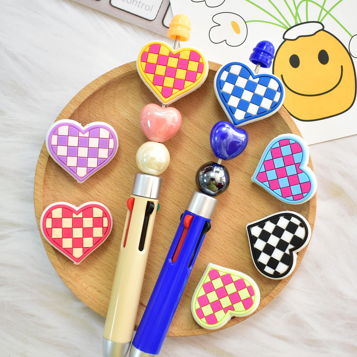 Grid Heart Series Silicone Focus Beads