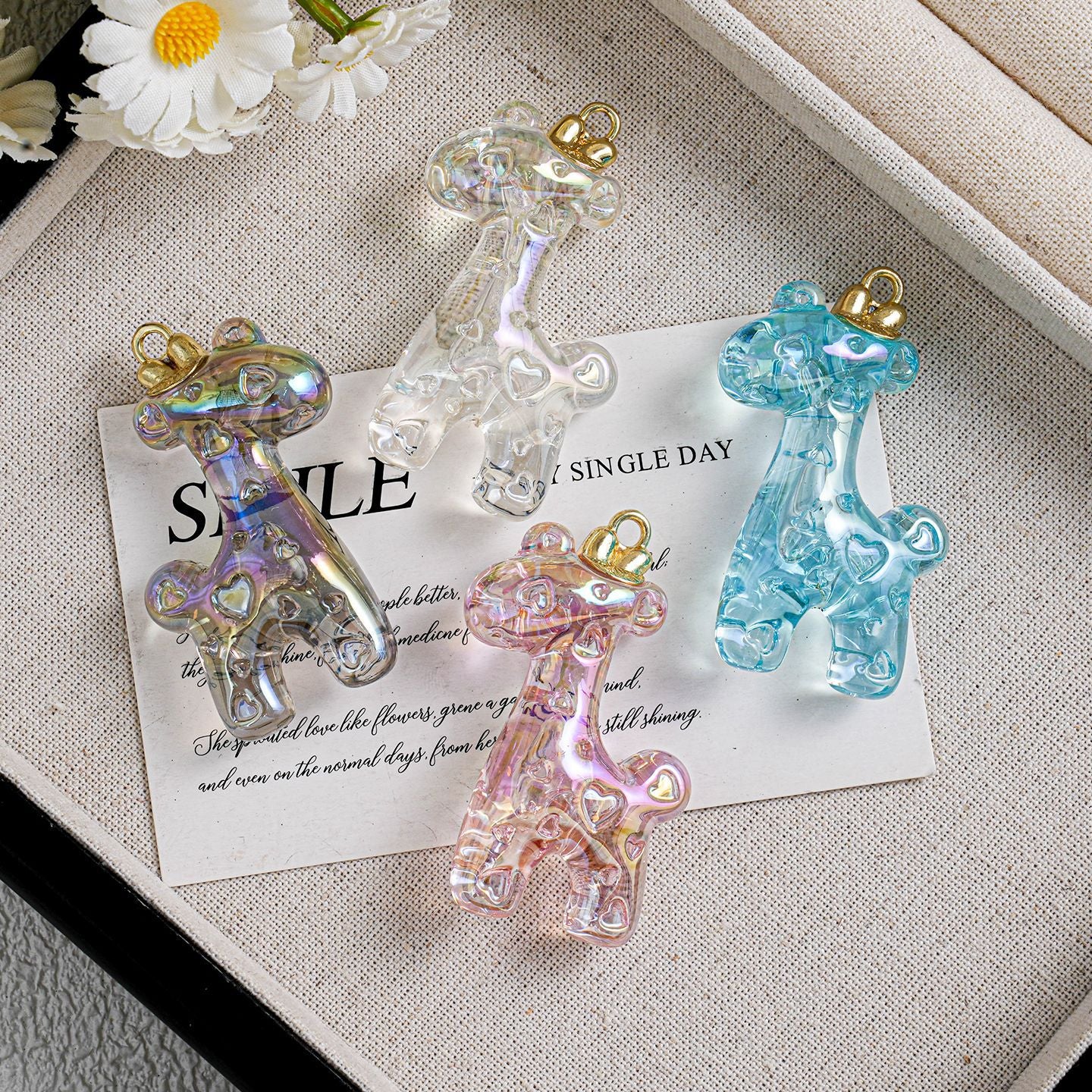 Transparent Deer Multi-Color Tassel Pendant