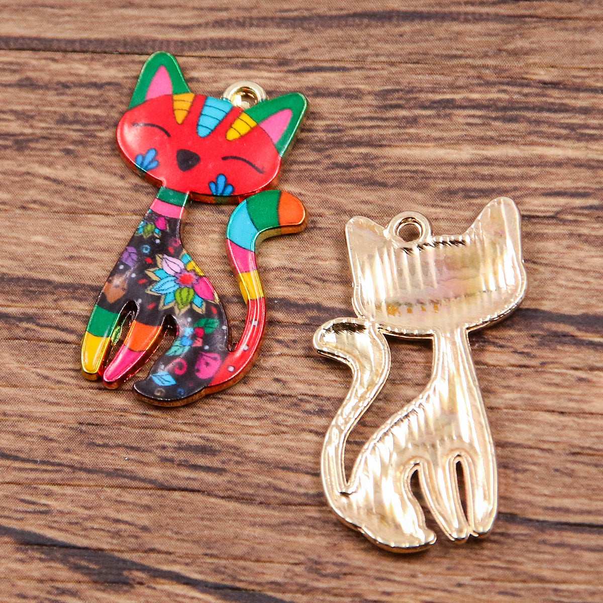 1 Piece 8 Colors 17*29mm DIY Alloy Jewelry KC Gold Drop Oil Color Printing Halloween Fox Pendant Hanging Decoration