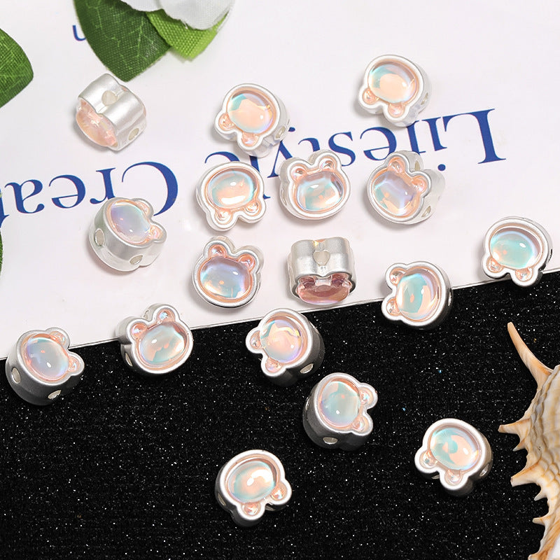 Alloy Four-Hole Spacer Bead with Heart and Rabbit Design