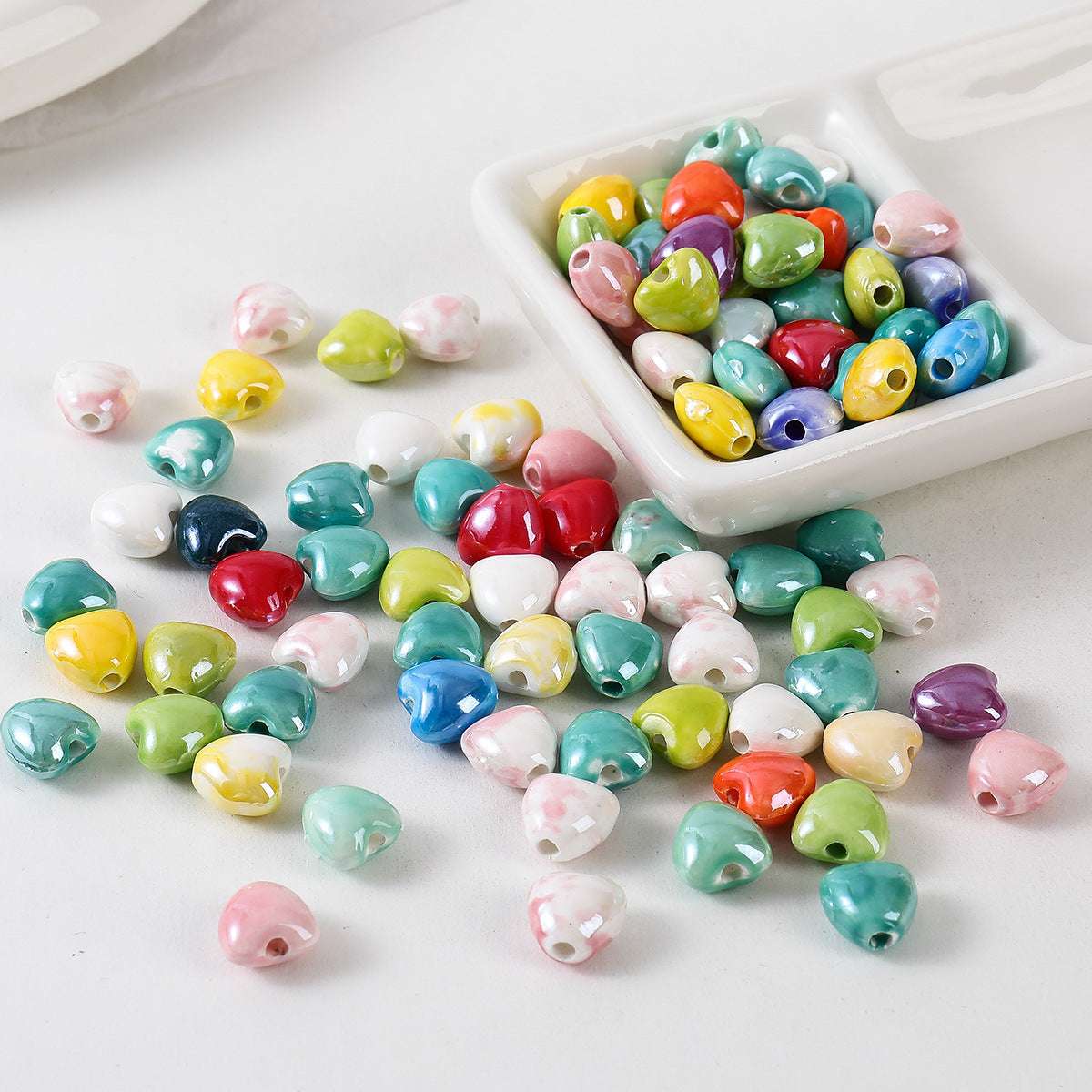 Ceramic Color-Plated 10mm Heart-Shaped Ceramic beads