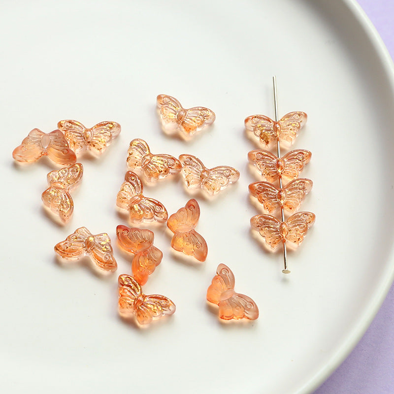 10 pcs Retro Butterfly Iridescent Glass Beads