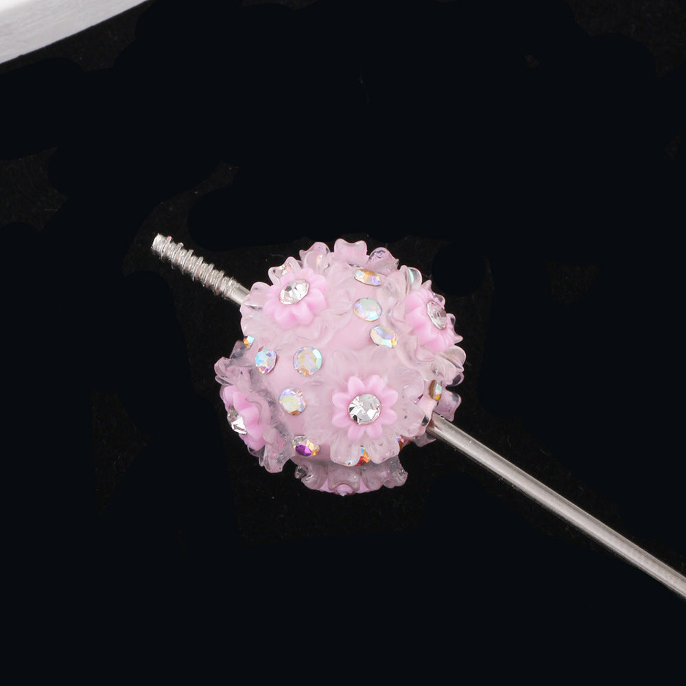 Flower Beads Inlaid with Rhinestones Small Daisy Flower Ball