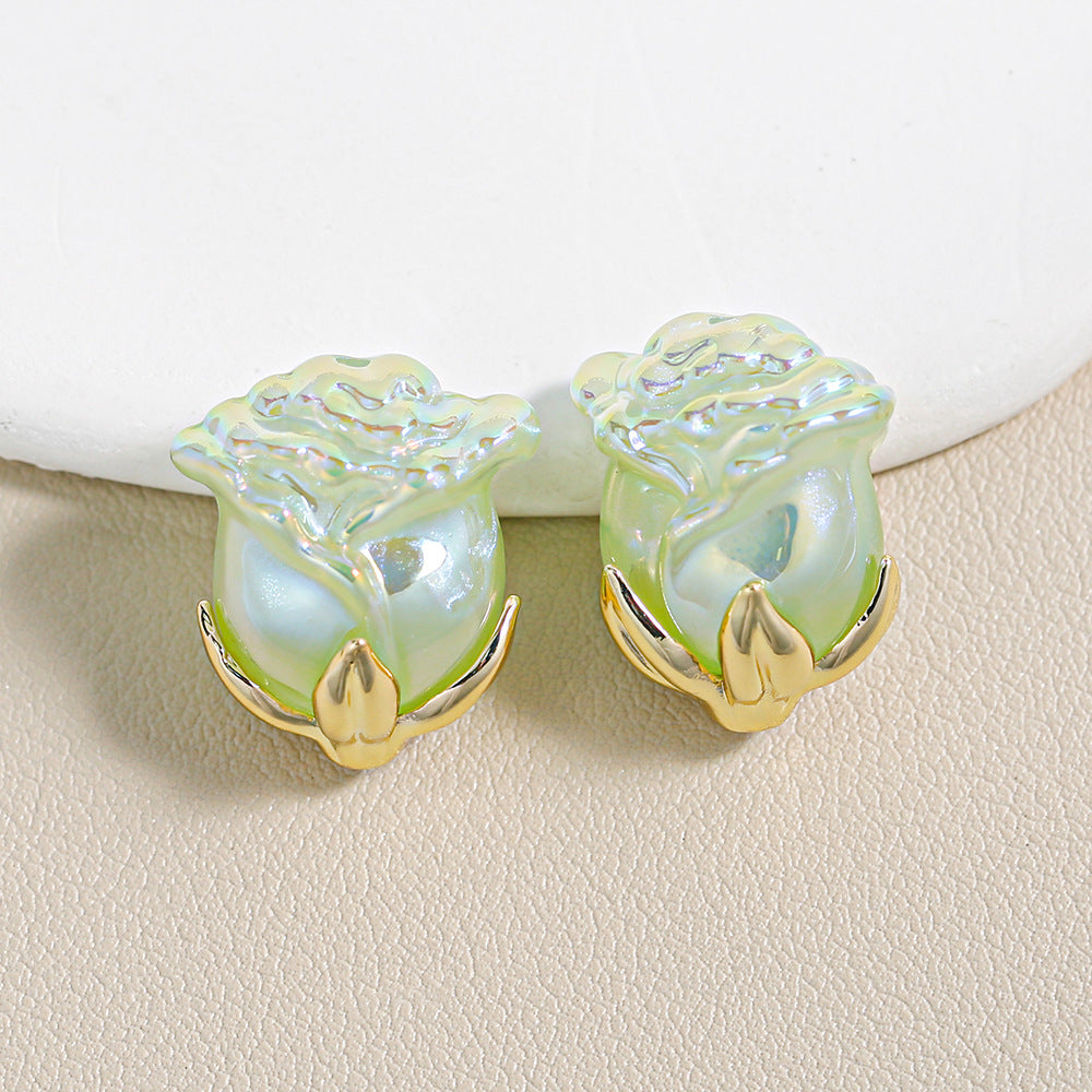 Electroplated Straight Hole Rose Beads
