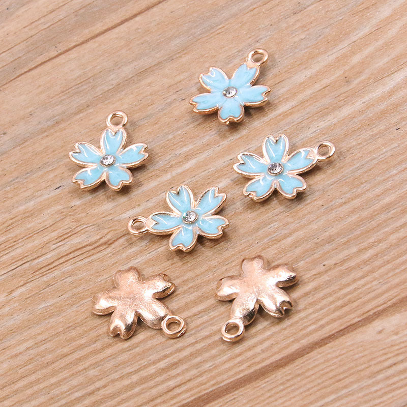 5 Colors 14*17mm DIY Alloy Jewelry Accessories KC Gold Drop Oil Charm Point Brick Flower Pendant Plant Charm