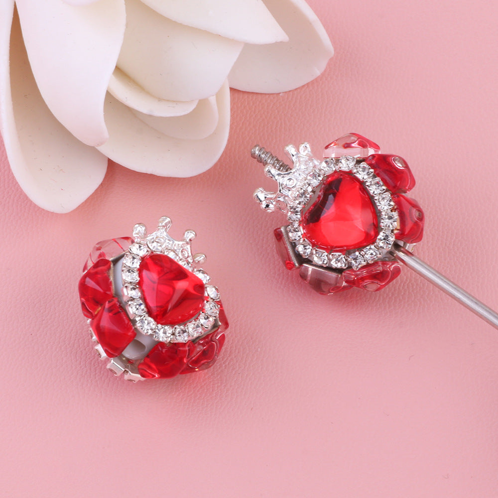 Nepalese Small Heart Crown Diamond Ball Pen Straight Hole Bead