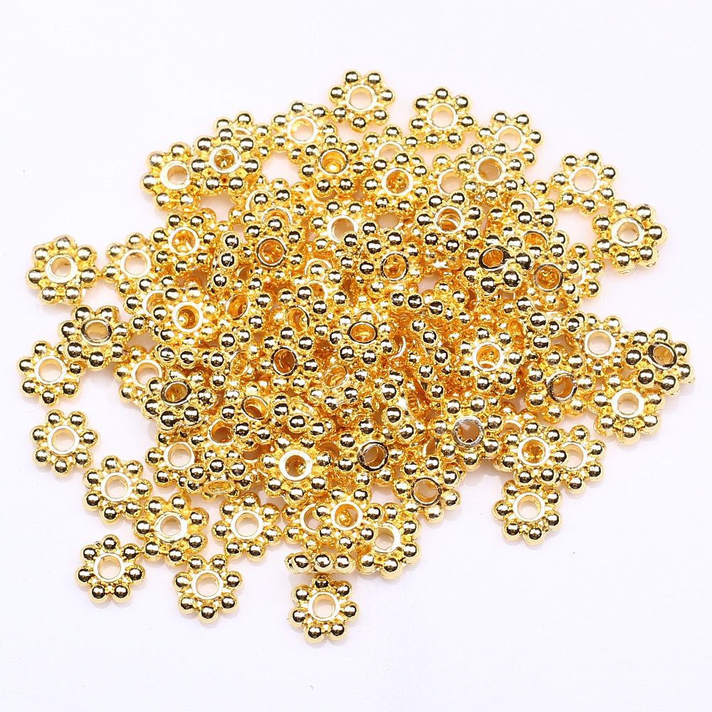 4/6mm Alloy Flower Core Gold-Plated Gear Spacer Beads