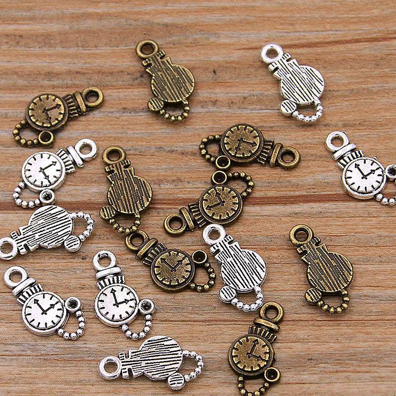 2 Colors 9*12mm 0.7g Alarm Clock Small Pendant DIY Alloy Jewelry Accessories Jewelry Accessories