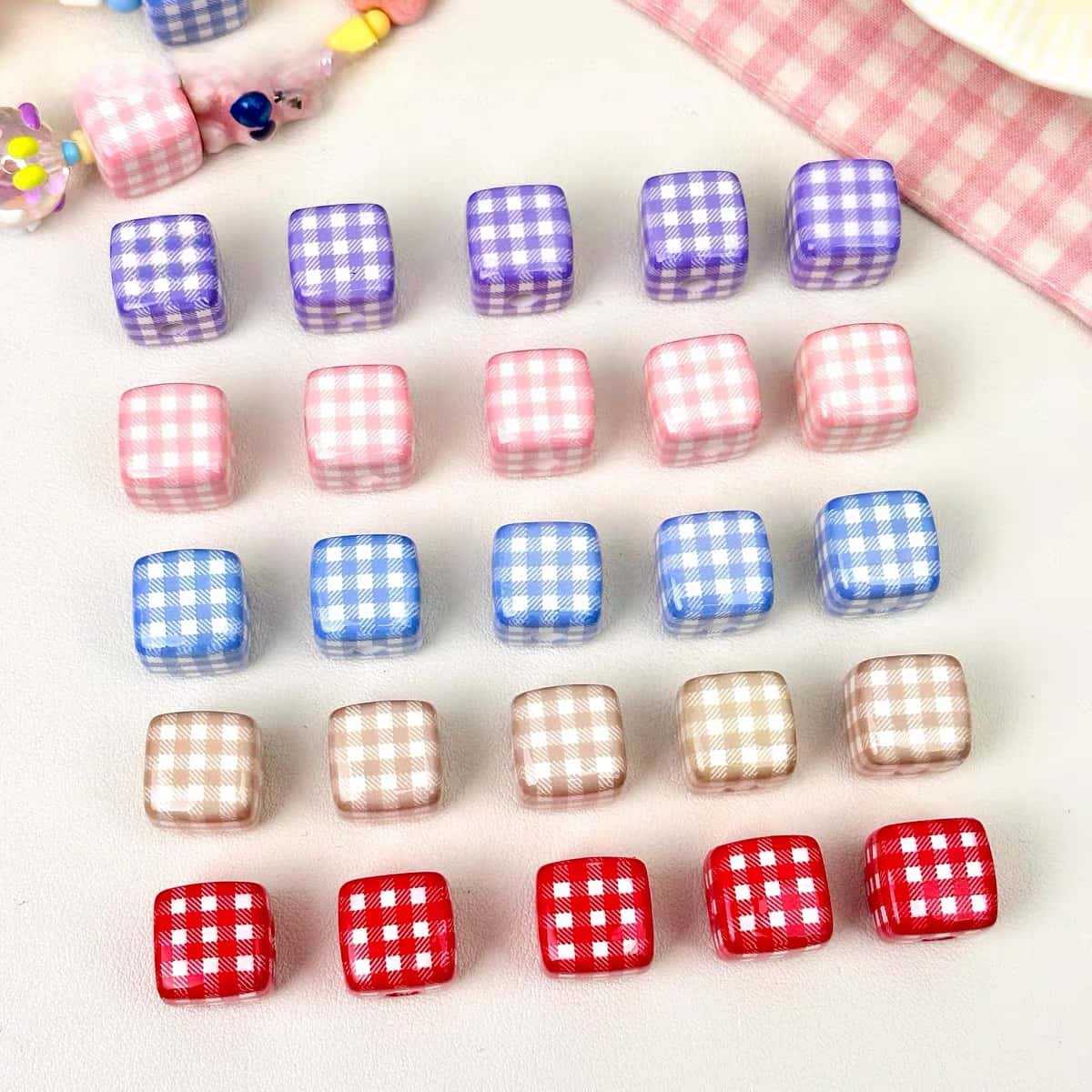 Acrylic Grid Square Handmade Beads