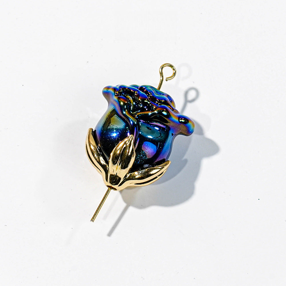 Electroplated Straight Hole Rose Beads