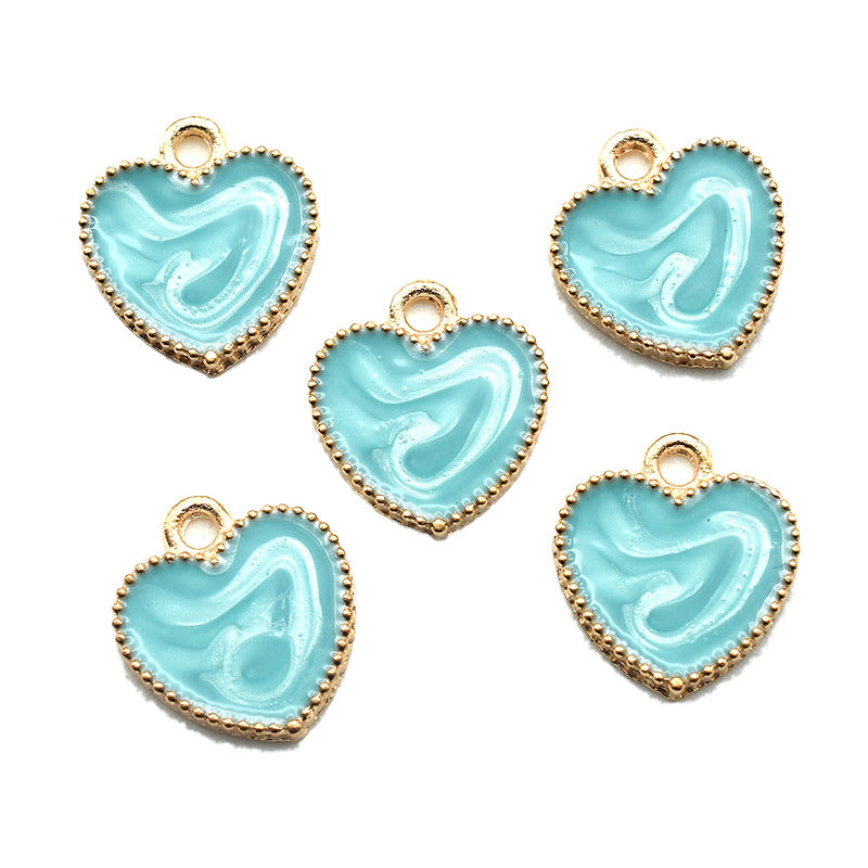 Multicolor Valentine's Day Heart Oil Drop Pendant Handmade