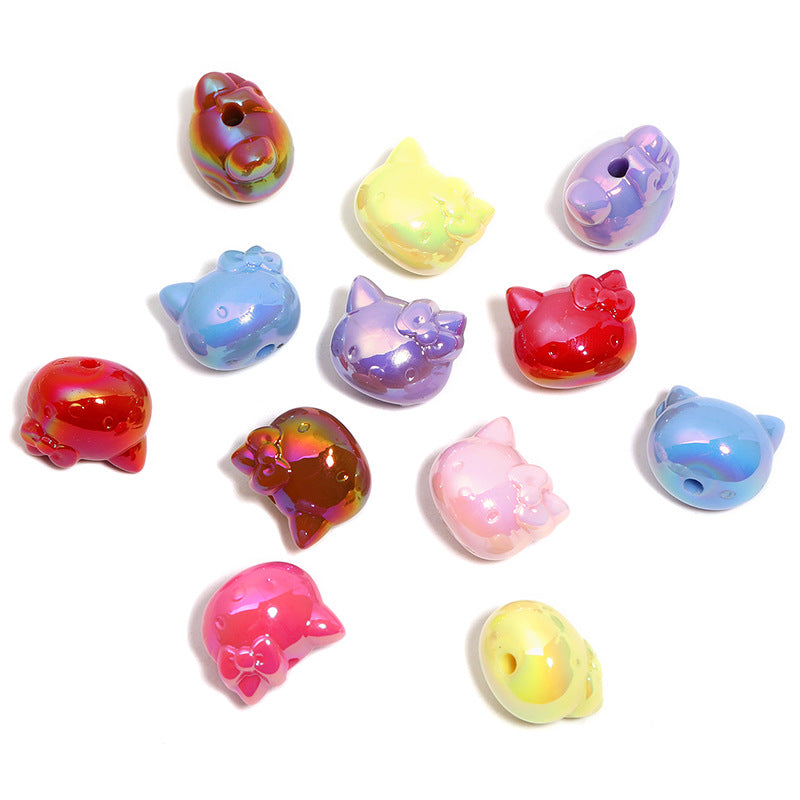 Cute Cartoon 3D KT Cat Through-Hole Highlight Beads