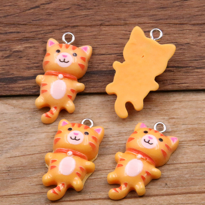 8 Colors 15*29mm DIY Resin Cute Cartoon Kitten Animal Pendant Charm