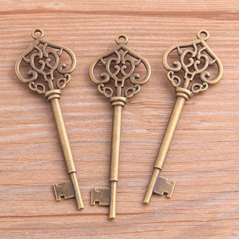 22X69mm DIY Alloy Hollow Key Pendant Hanging Ornament Charms