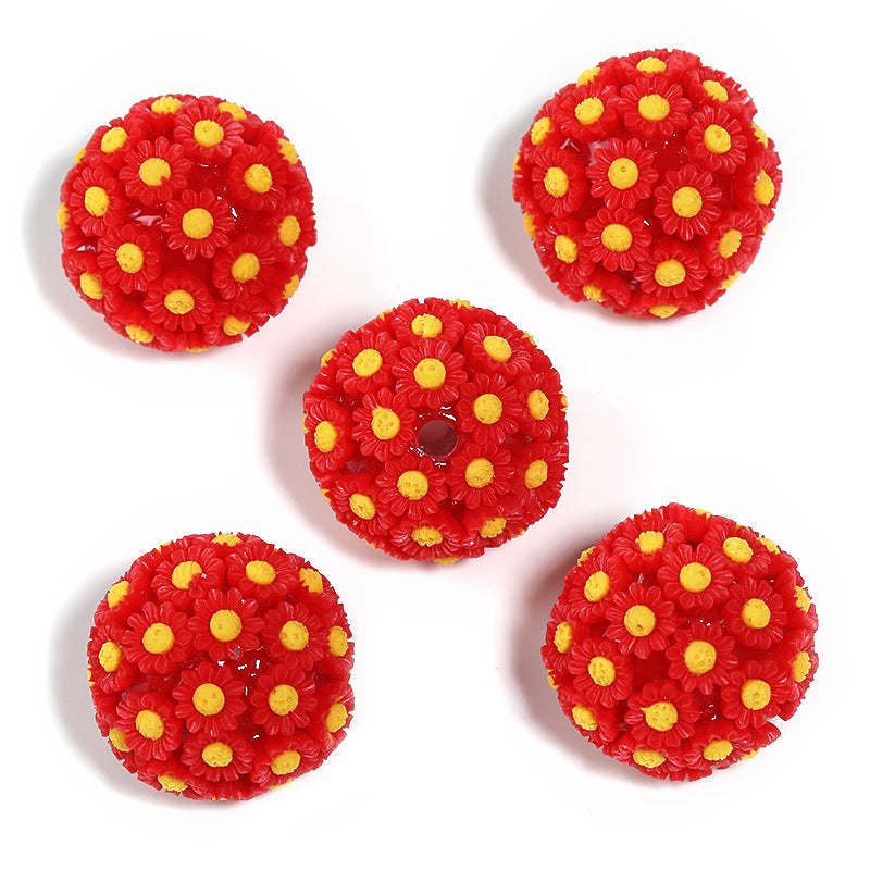 Colorful Resin Flower Ball Through Hole Beads