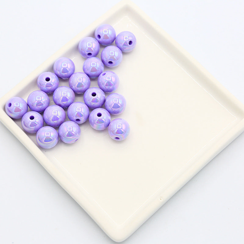 電気メッキマカロンソリッドカラーアクリルABカラフルラウンドビーズDIYハンドメイドネックレスブレスレットビーズルースビーズジュエリー