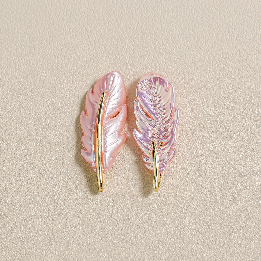 Christmas Red Green Alloy Decoration Accessories Leaf Feather Pendant