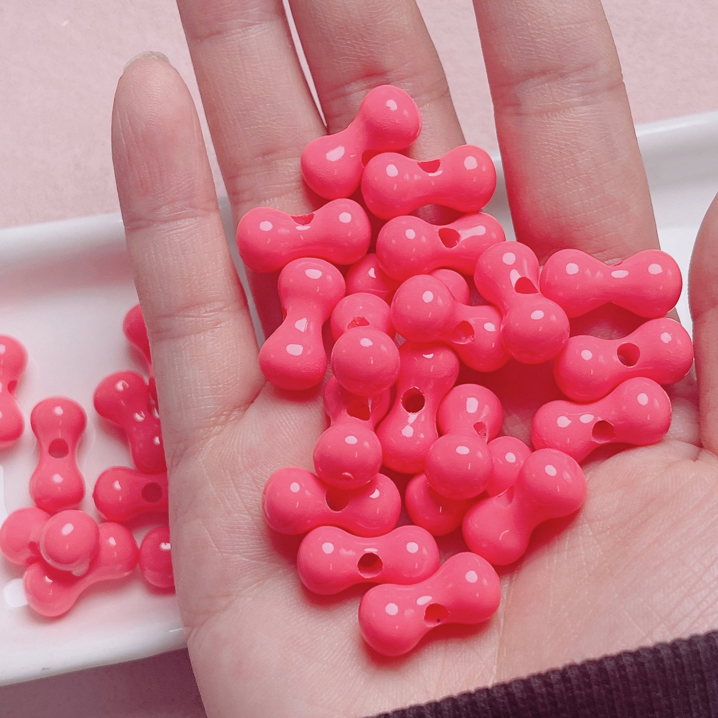10 pcs Large Grain Acrylic Beads with Baked Paint