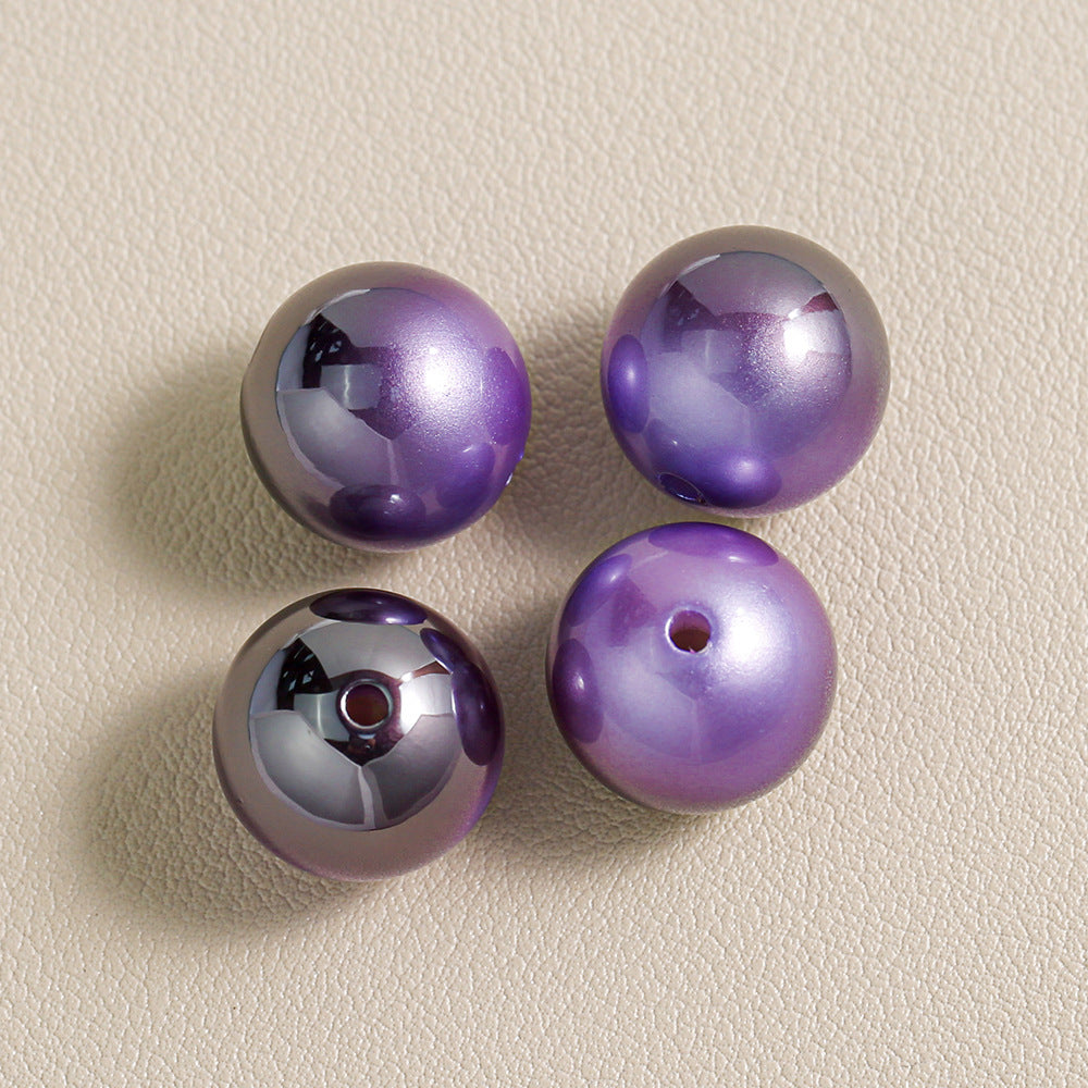 Mabei Two-Color through Hole round Beads Gradient Solid Color Plating round Beads