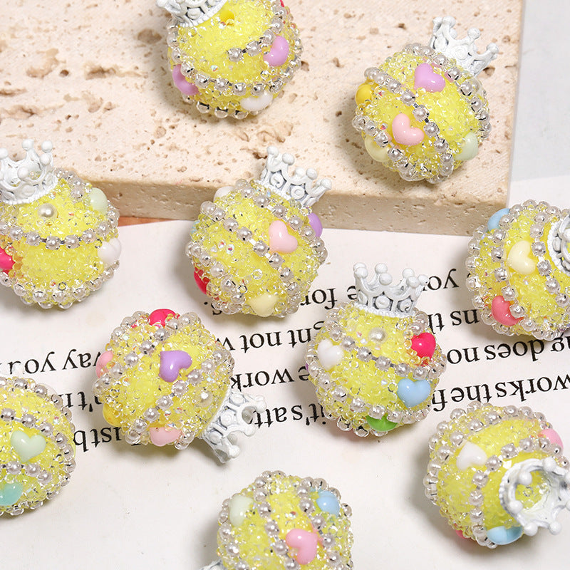 Crown Heavy Industry Beaded Light Luxury Colorful Dot Rhinestone Loose Beads Acrylic