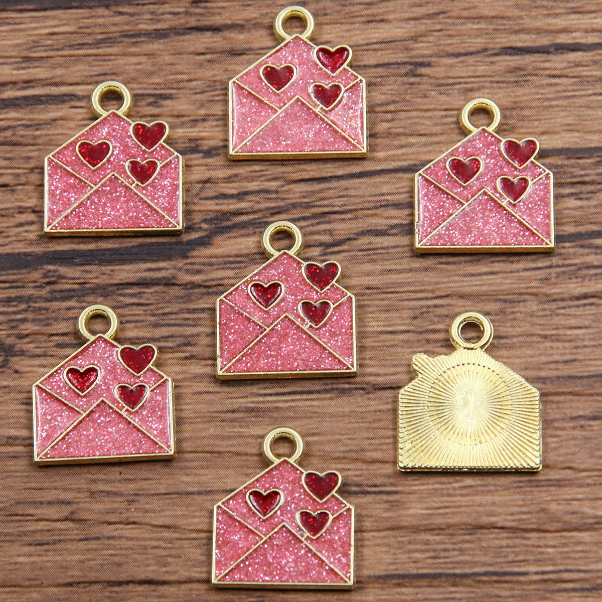 16 Multi-Color Valentine's Day Oil Drop Heart Rose Flower Letter Lip Envelope Charms