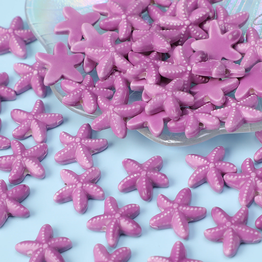 Starfish Perforated Beads Handmade Ceramic Beads