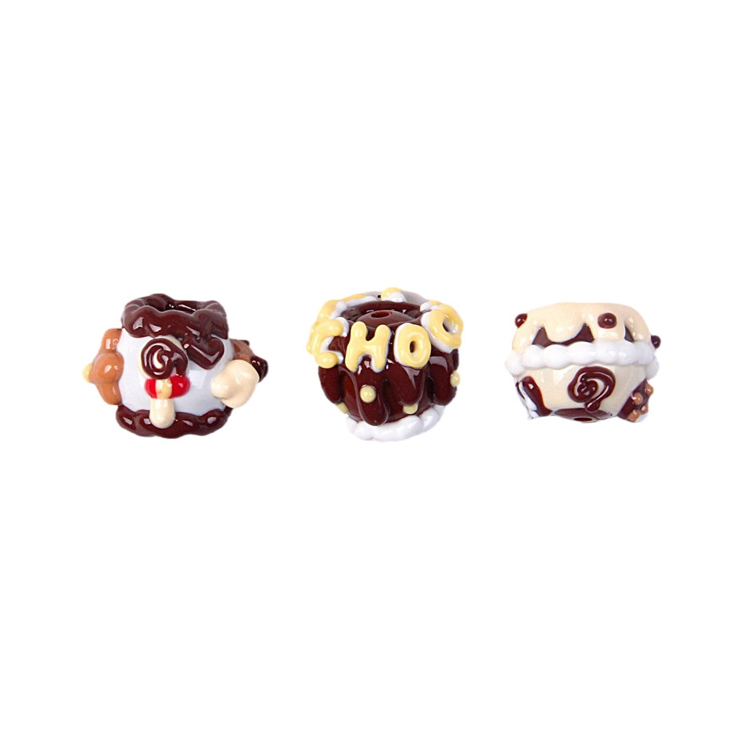 Hand drawn brown cute oil beads