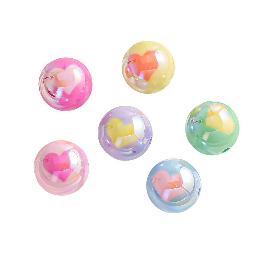 16mm Heart-shaped Straight Hole Round Beads