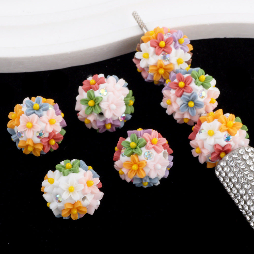 Flower Beads Secret Garden Flower Cluster Ball Drill Ball Pen-Through Straight Hole Beads