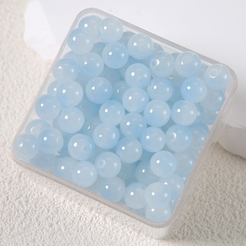 6mm Two-tone Glass Beads Imitation Jade Baking Lacquer Glass Beads