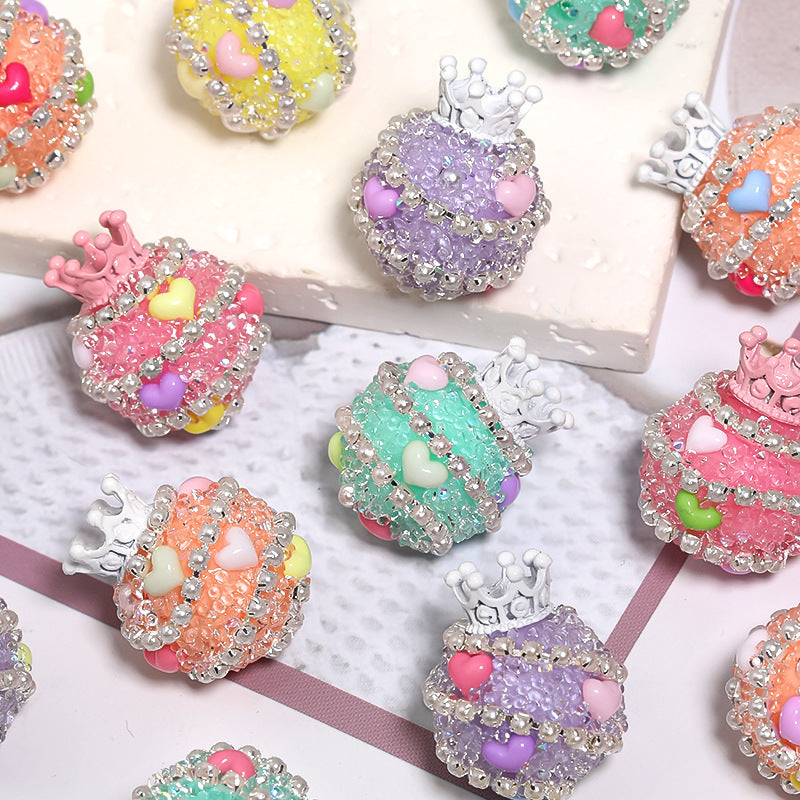 Crown Heavy Industry Beaded Light Luxury Colorful Dot Rhinestone Loose Beads Acrylic