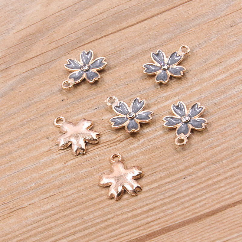 5 Colors 14*17mm DIY Alloy Jewelry Accessories KC Gold Drop Oil Charm Point Brick Flower Pendant Plant Charm