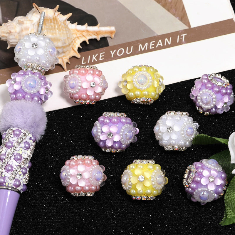 Diamond Five-Petal Flower Chain Pearl Diamond Ball