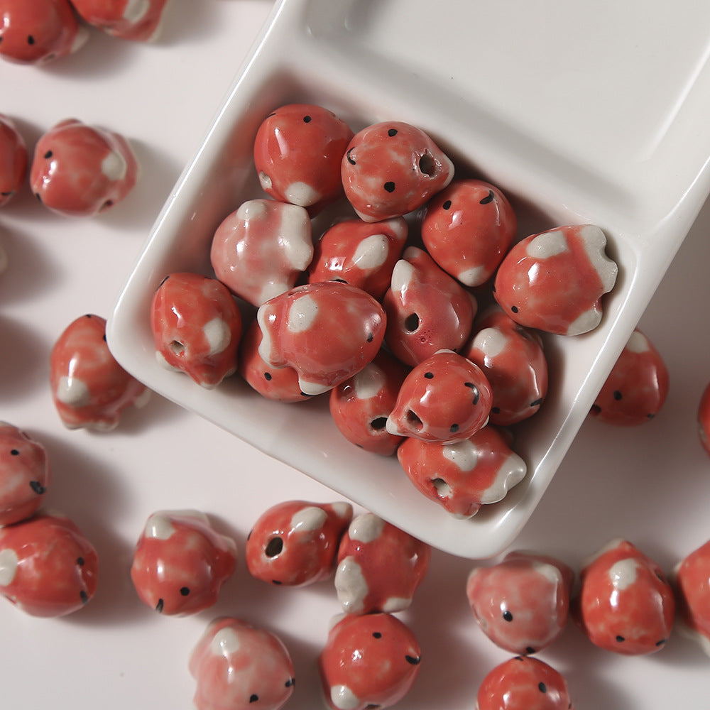 Cute Hand-painted Ceramic Beads Colorful Small Fish Dolphin Animal Beads