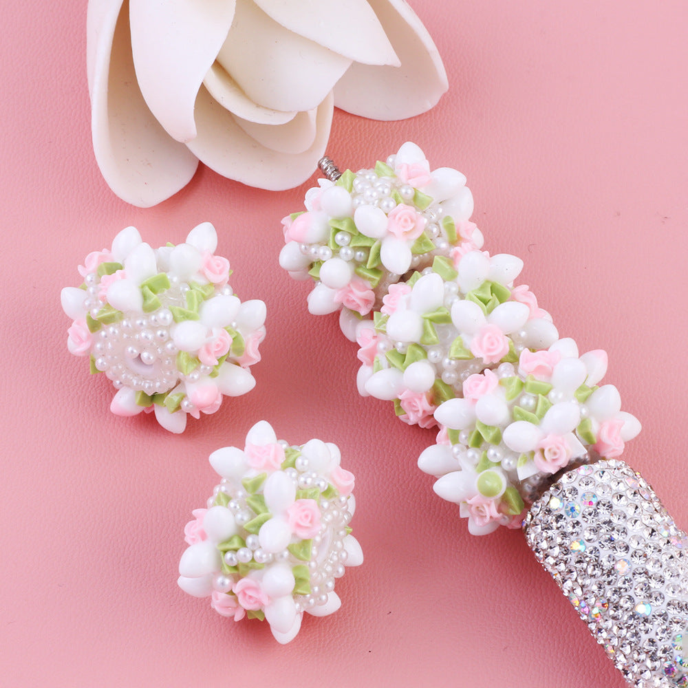 Pearl Flower Ball Colorful Wearable Straight Hole Beads