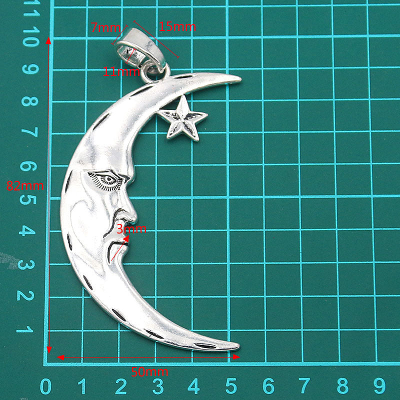 2 Colors 50*82mm DIY Alloy Accessories Star and Moon Pendant Charm
