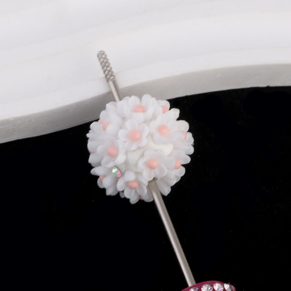 Five-Petal Flower Irregular Flower Bud with Rhinestones and Rhinestone Ball