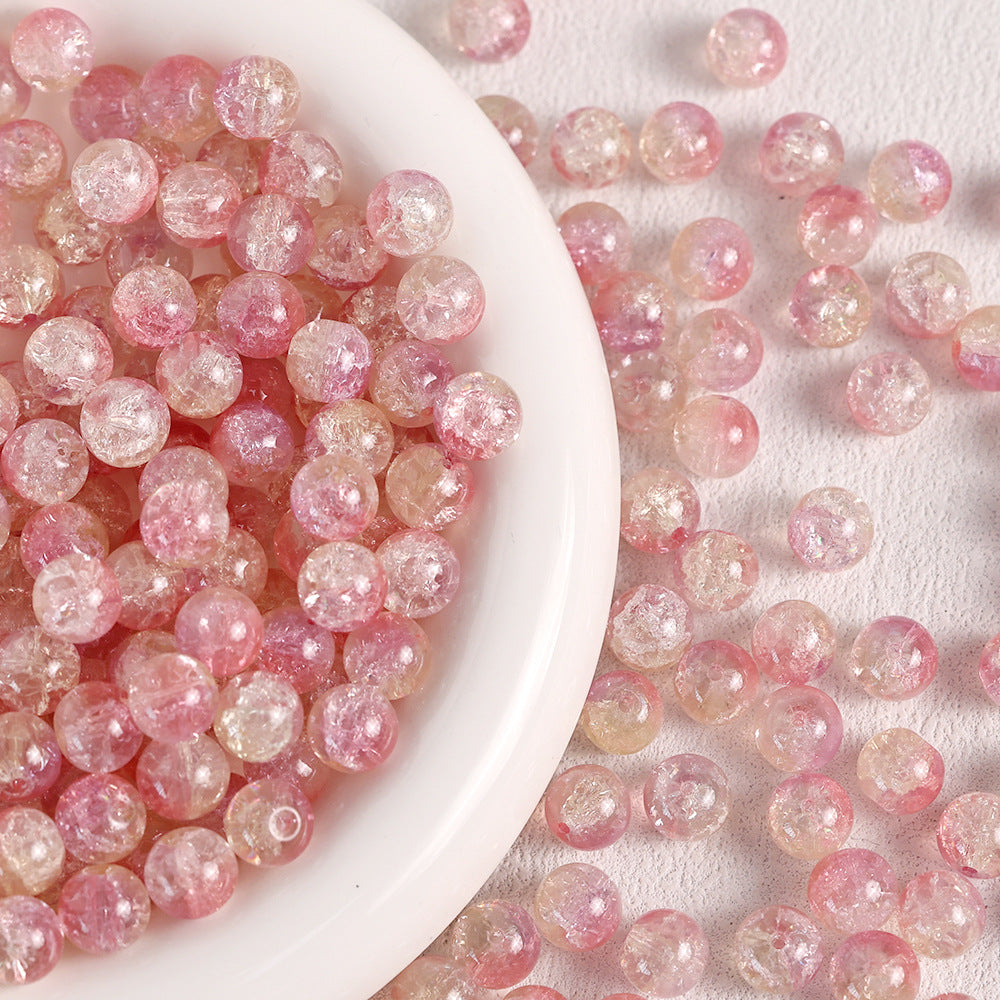 10mm Three-Color Ice Soul Crackle Beads Handmade Glass Beads Loose Beads