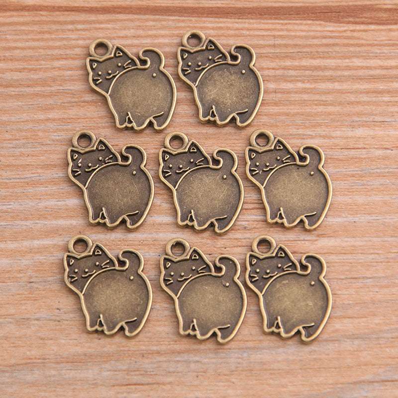 14*17mm 2 Colors DIY Zinc Alloy Jewelry Accessories Animal Charm Arrogant Kitten Pendant