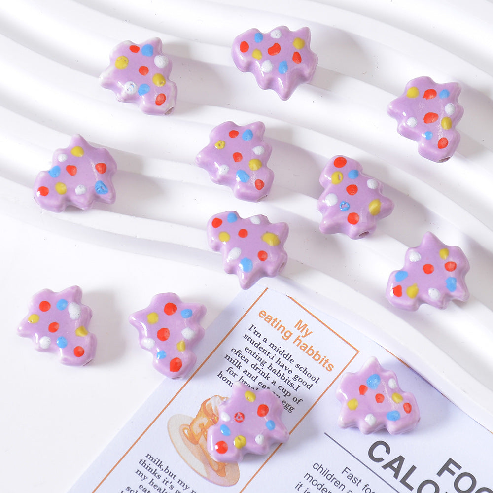 Ceramic Hand-painted Christmas Tree Beads Cartoon Loose Beads
